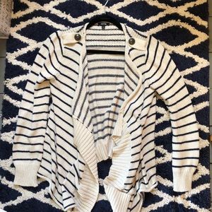 Blue and cream striped sweater